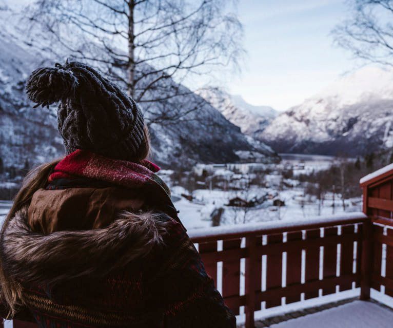 Vinterutsikt fra hyttene. Foto Hyke Studio